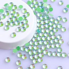 Mocha Light Green Mermaid Tears Glass Half Pearls Rhinestones For Nail Art