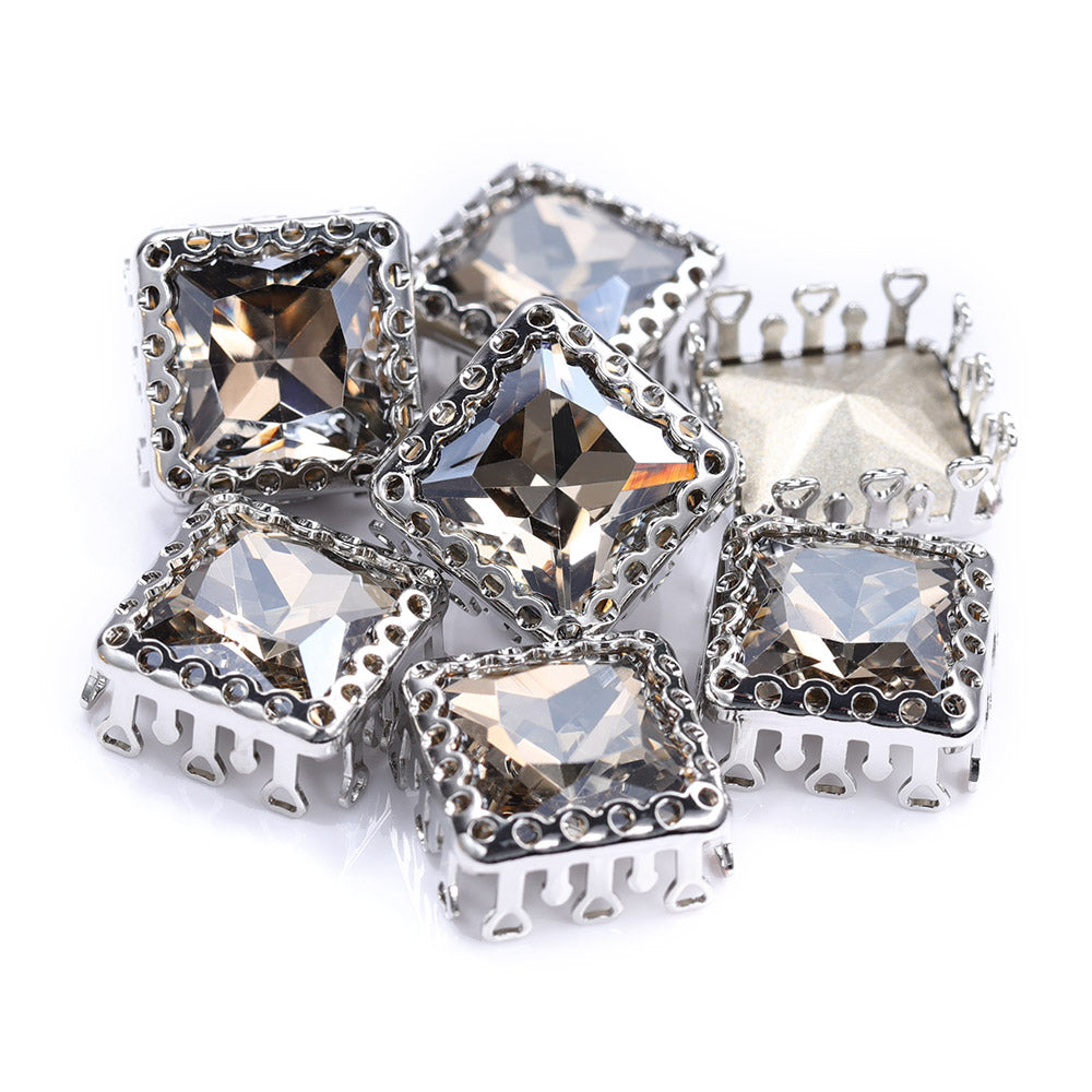 Satin Princess Square Shape High-Quality Glass Sew-on Nest Hollow Claw Rhinestones WholesaleRhinestone