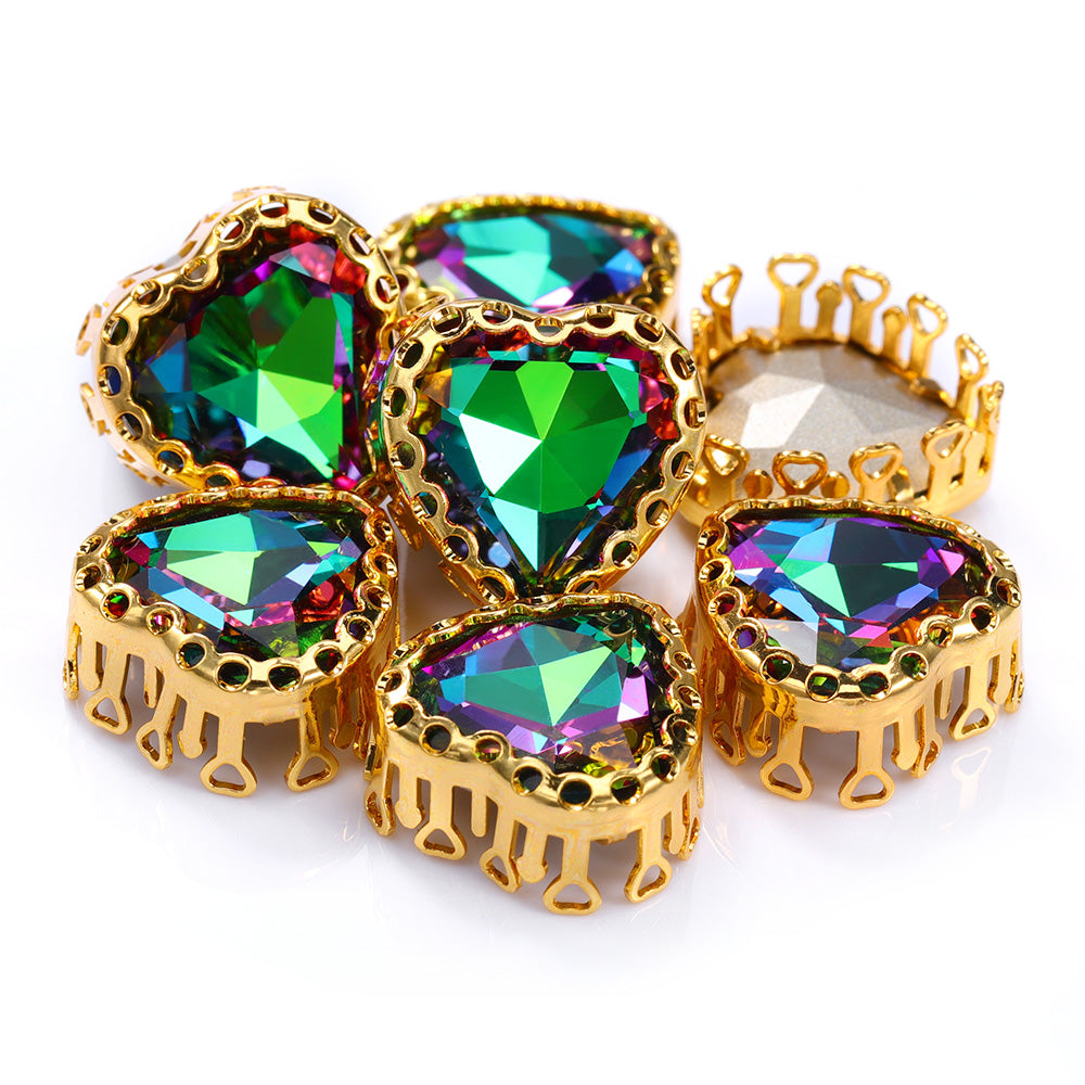 Volcano Maxi Heart Shape High-Quality Glass Sew-on Nest Hollow Claw Rhinestones WholesaleRhinestone