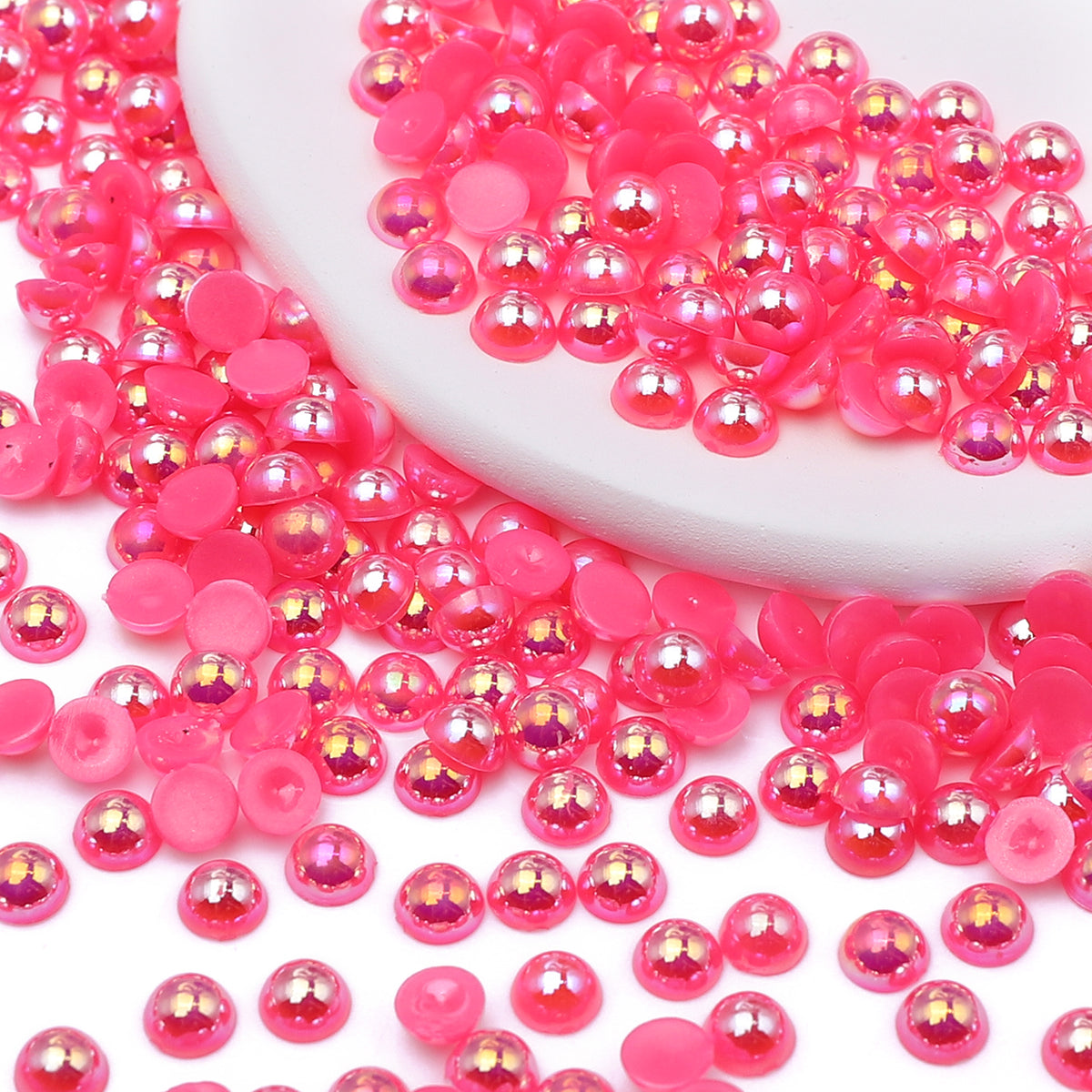 Peach Red AB Resin Flat Back Pearls Multi Sizes WholesaleRhinestone Main image