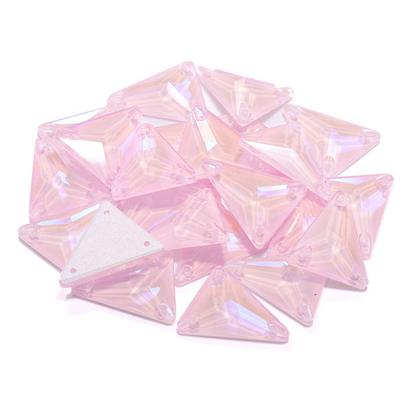 Electric Neon Light Rose Slim Triangle Shape High Quality Glass Sew-on Rhinestones WholesaleRhinestone