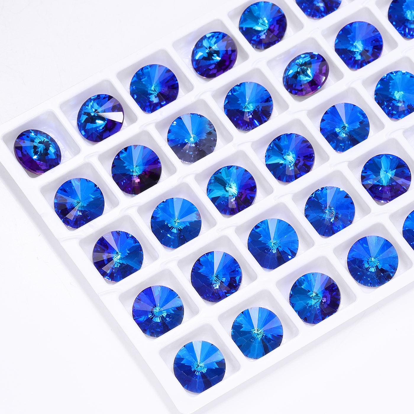 Bermuda Blue Rivoli Shape High Quality Glass Pointed Back Fancy Rhinestones