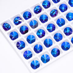Bermuda Blue Rivoli Shape High Quality Glass Pointed Back Fancy Rhinestones