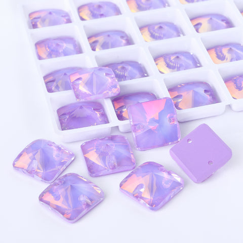 Lavender AM Rivoli Square Shape High Quality Glass Sew-on Rhinestones