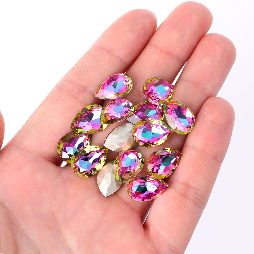 Heliotrope Pear Shape High Quality Glass Pointed Back Fancy Rhinestones Secondary image