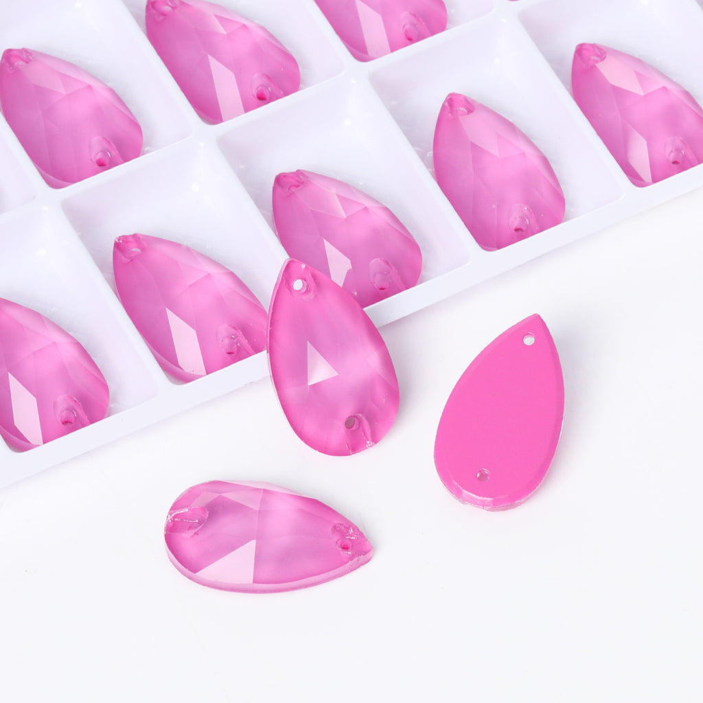 Mocha Fuchsia Drop Shape High Quality Glass Sew-on Rhinestones WholesaleRhinestone