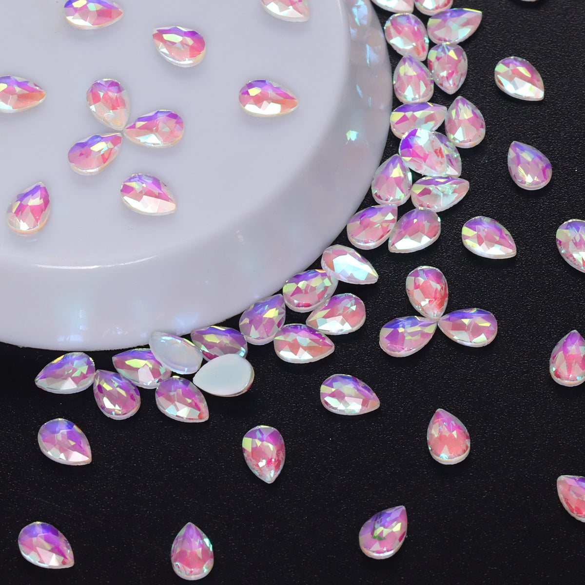 Raindrop Shape Mocha White Flat Back Fancy Rhinestones WholesaleRhinestone
