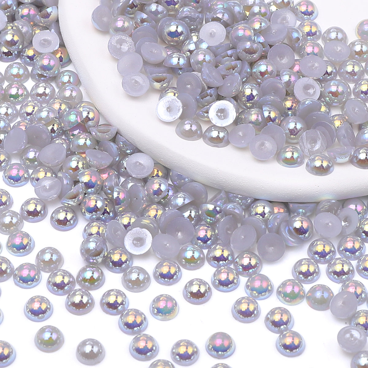 Light Silver Gray AB Resin Flat Back Pearls Multi Sizes WholesaleRhinestone Main image