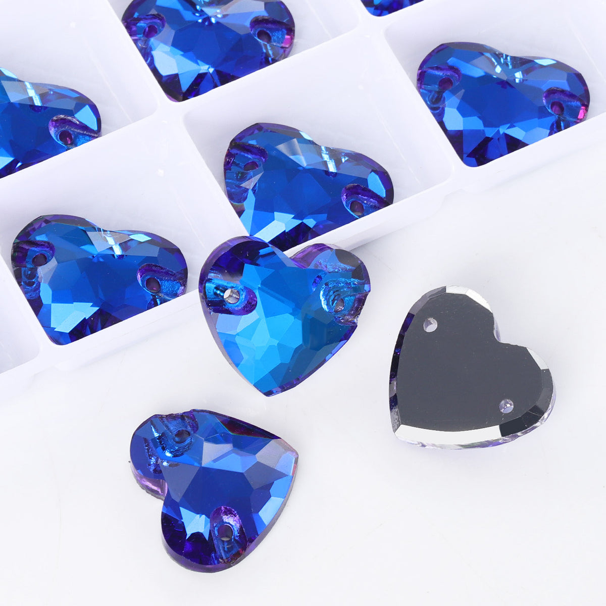 Bermuda Blue Heart Shape High Quality Glass Sew-on Rhinestones WholesaleRhinestone