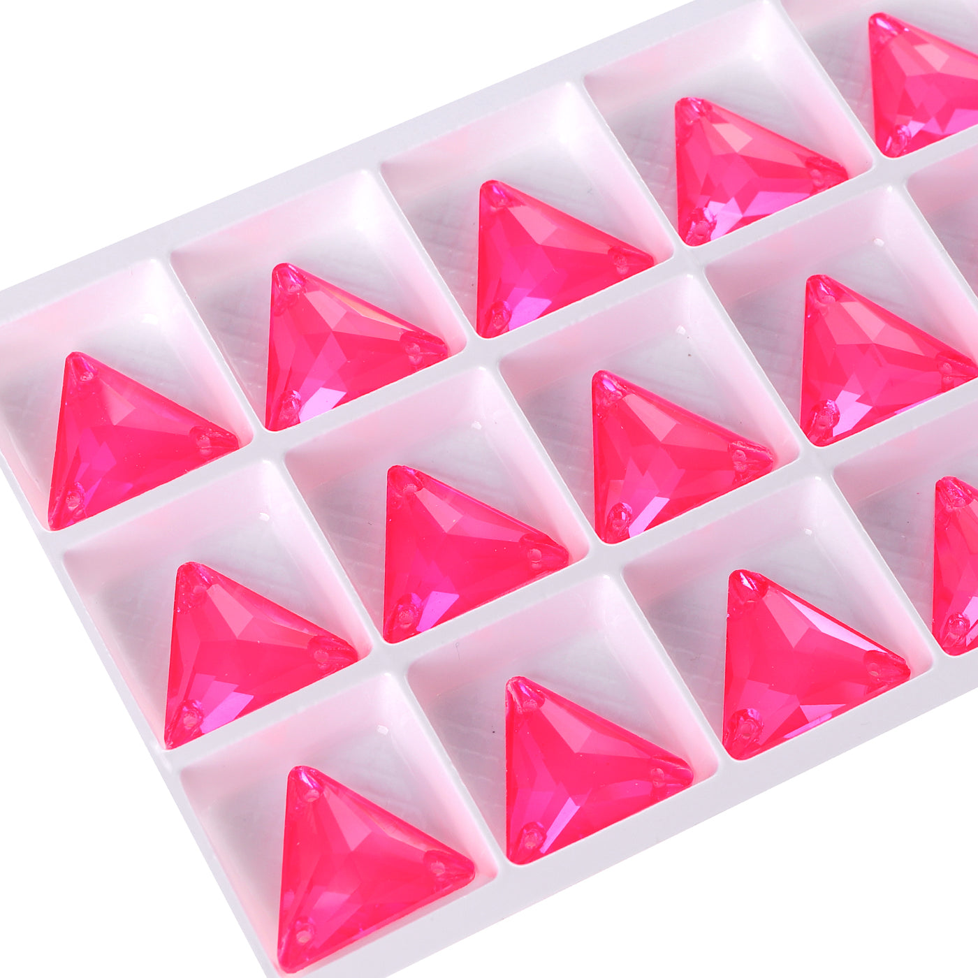 Electric Neon Fuchsia Triangle Shape High Quality Glass Sew-on Rhinestones