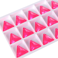 Electric Neon Fuchsia Triangle Shape High Quality Glass Sew-on Rhinestones