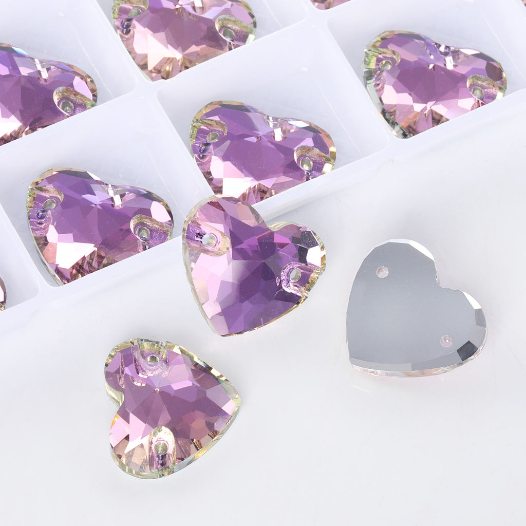 Vitrail Light Heart Shape High Quality Glass Sew-on Rhinestones WholesaleRhinestone