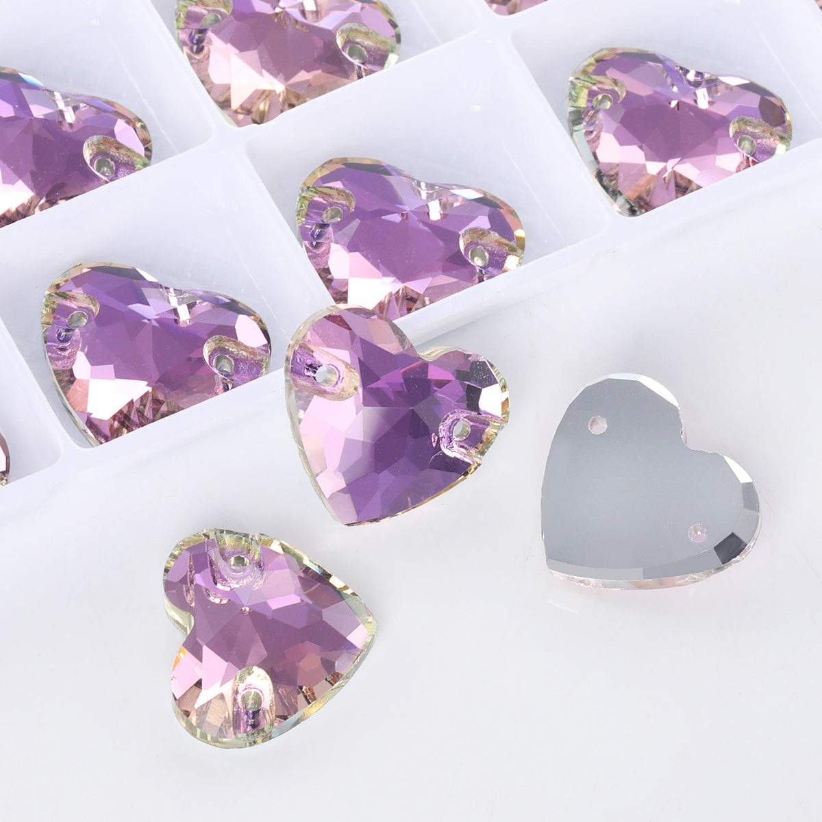 Vitrail Light Heart Shape High Quality Glass Sew-on Rhinestones WholesaleRhinestone