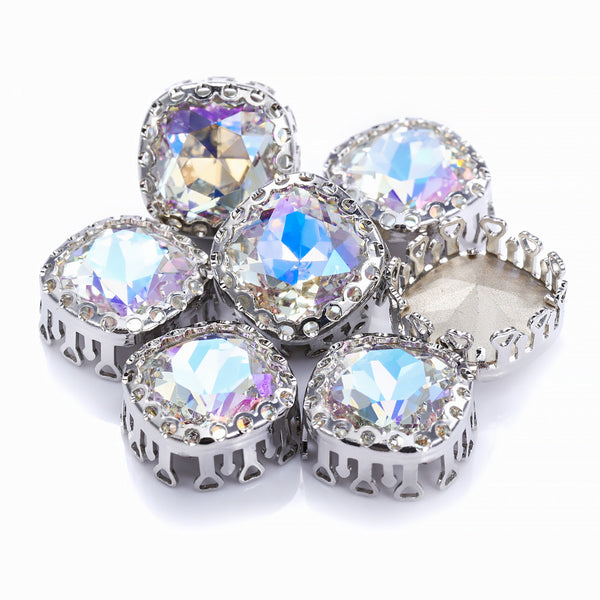 Moonlight Cushion Square Shape High-Quality Glass Sew-on Nest Hollow Claw Rhinestones WholesaleRhinestone