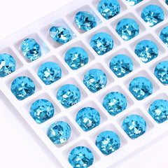 Aquamarine Gemstone Flower Shape High Quality Glass Pointed Back Fancy Rhinestones