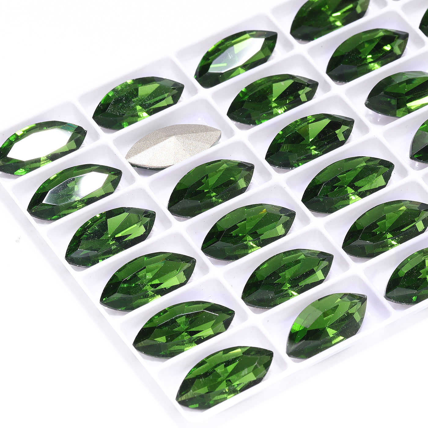 Fern Green Navette Form af glas af høj kvalitet pegede tilbage fancy rhinestones Sekundært billede