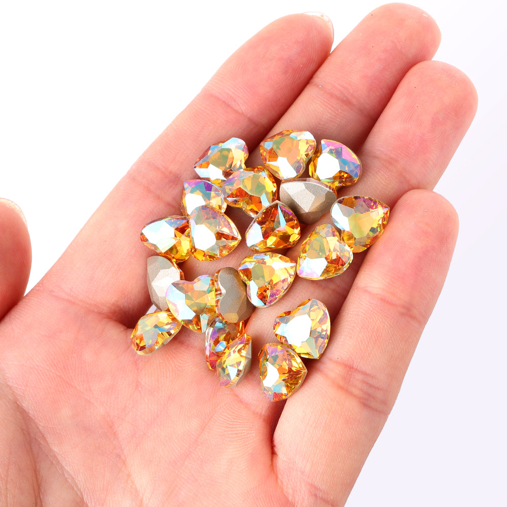 Crystal Sun Heart Shape High Quality Glass Pointed Back Fancy Rhinestones Secondary image