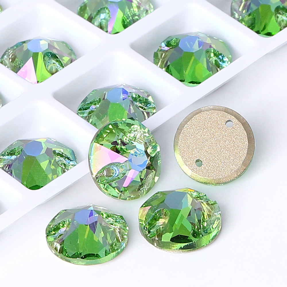 Peridot Shimmer XIRIUS Round Shape High Quality Glass Sew-on Rhinestones Secondary image