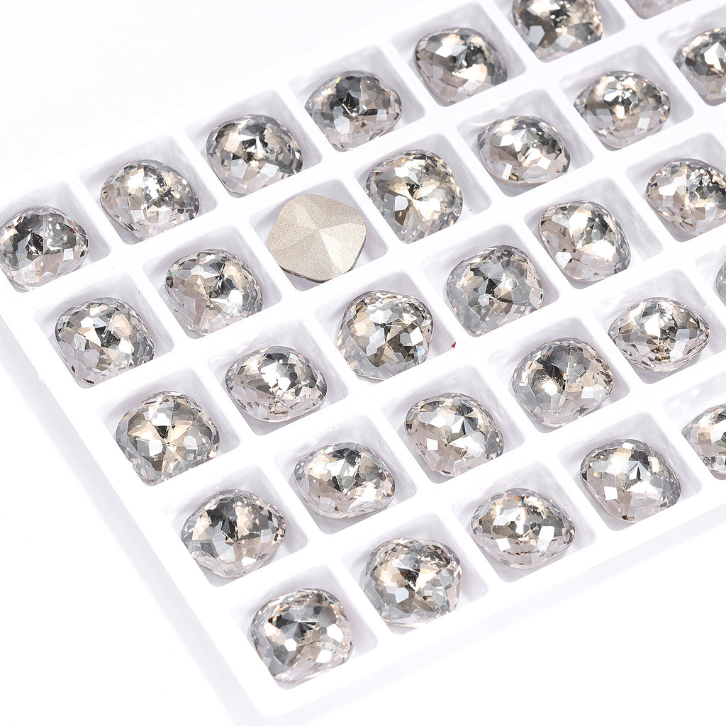Satin Dome Cushion Square Shape High Quality Glass Pointed Back Fancy Rhinestones WholesaleRhinestone