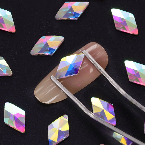 Rhombus Shape Crystal AB Flat Back Fancy Rhinestones