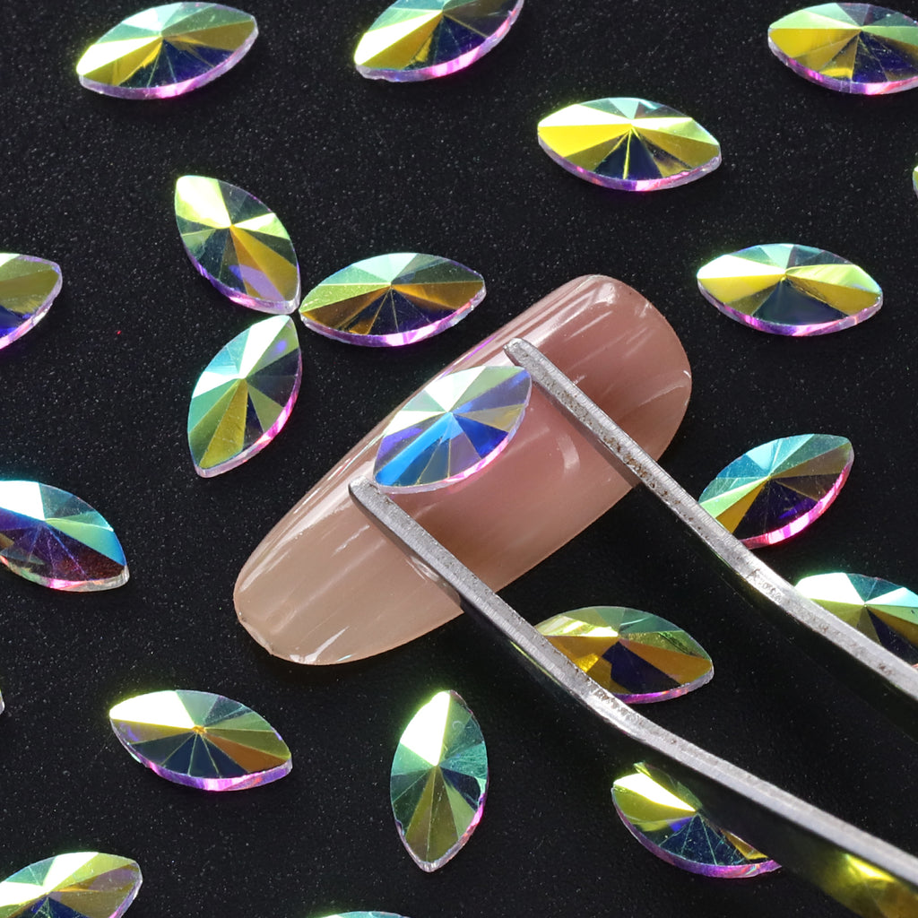 Navette Shape Crystal AB Unfoiled Flat Back Fancy Rhinestones