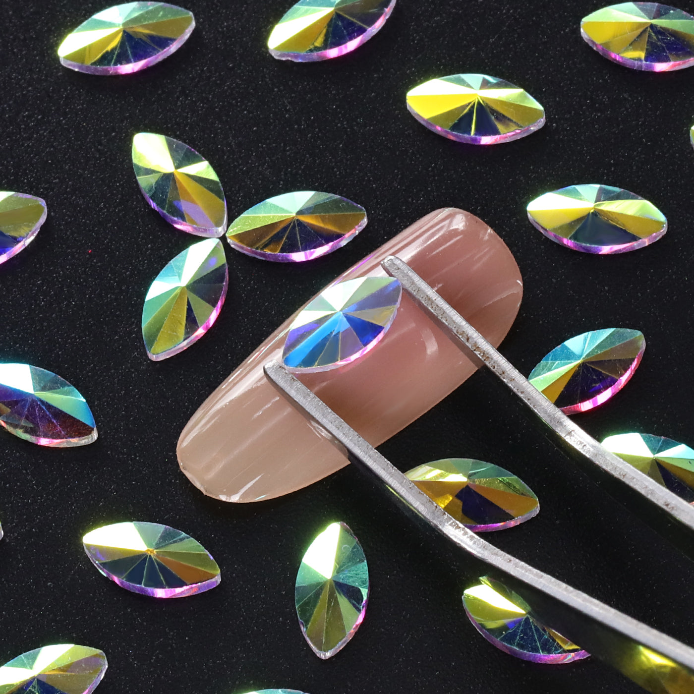Navette Shape Crystal AB Unfoiled Flat Back Fancy Rhinestones