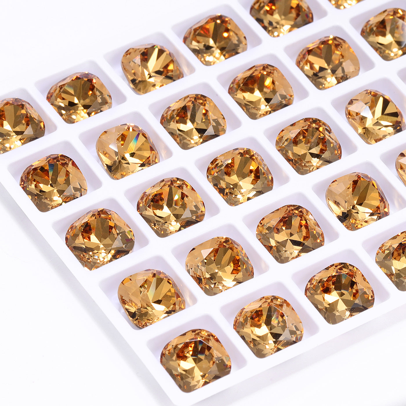 Light Smoked Topaz Cushion Square Shape High Quality Glass Pointed Back Fancy Rhinestones Secondary image