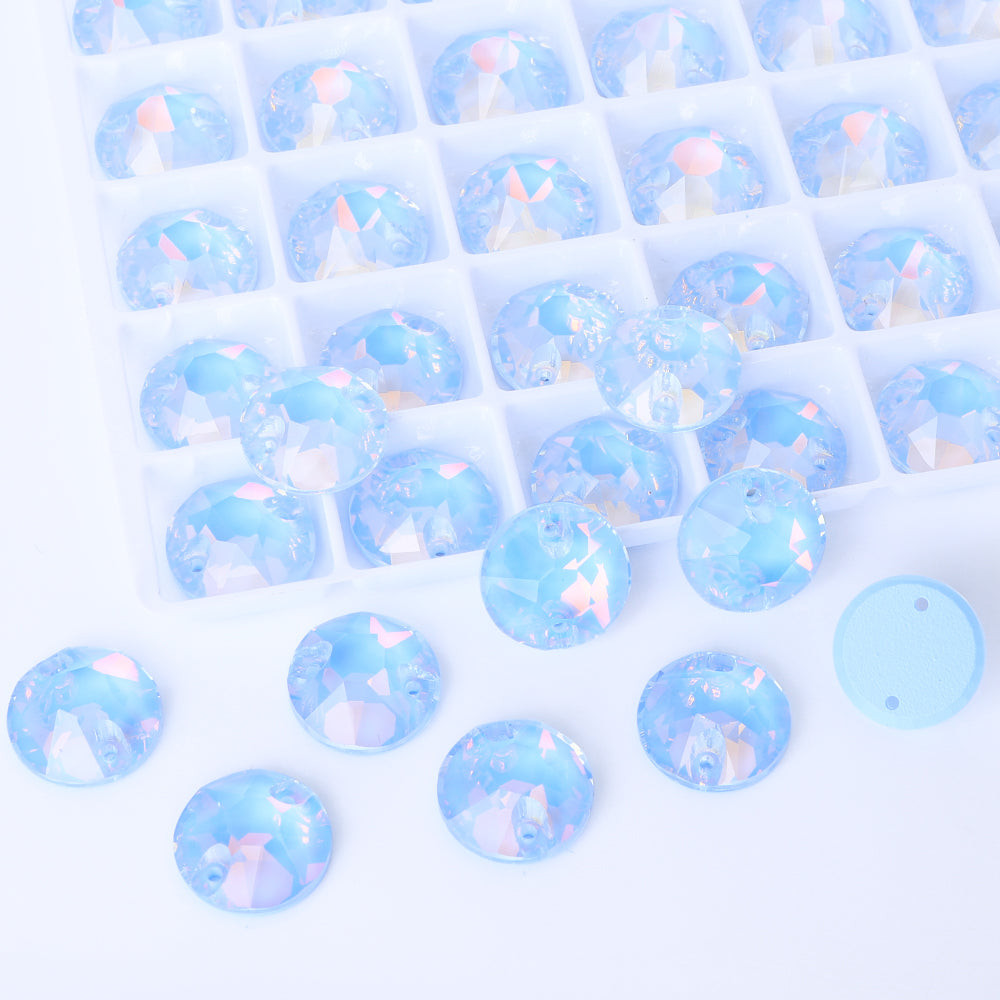 Light Sapphire AM XIRIUS Round Shape High Quality Glass Sew-on Rhinestones WholesaleRhinestone