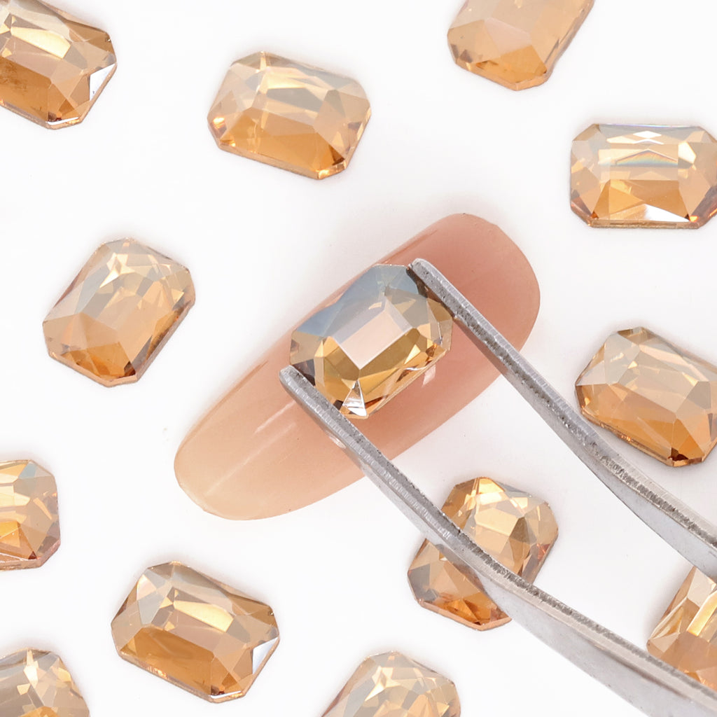 Octagon Shape Golden Shadow Flat Back Fancy Rhinestones
