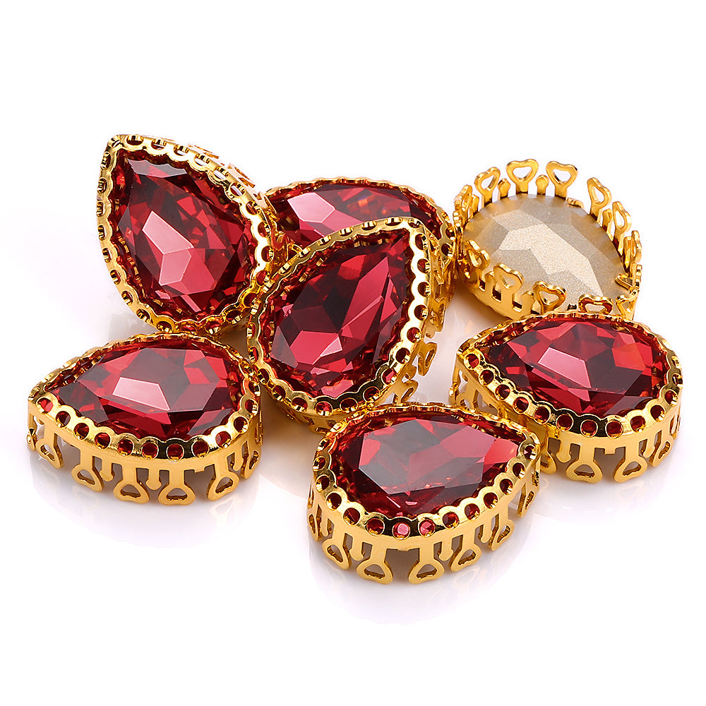 Rose Drop Shape High-Quality Glass Sew-on Nest Hollow Claw Rhinestones WholesaleRhinestone Immagine principale del prodotto