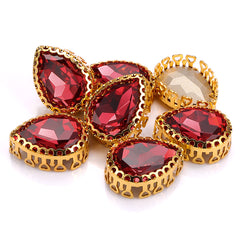 Rose Drop Shape High-Quality Glass Sew-on Nest Hollow Claw Rhinestones