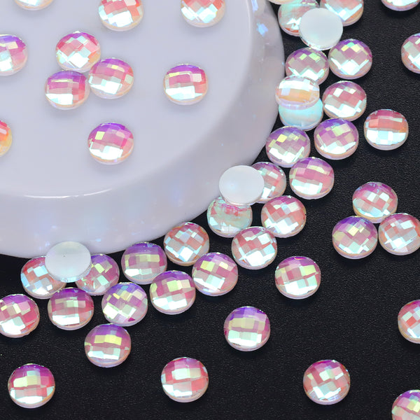 Round Shape Mocha White Flat Back Fancy Rhinestones WholesaleRhinestone