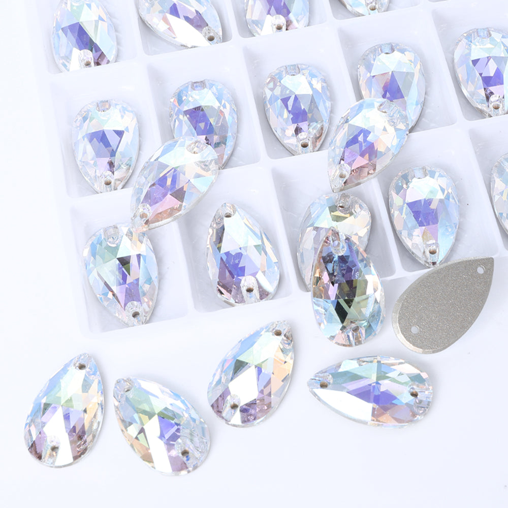 Crystal Transmission Drop Shape High Quality Glass Sew-on Rhinestones