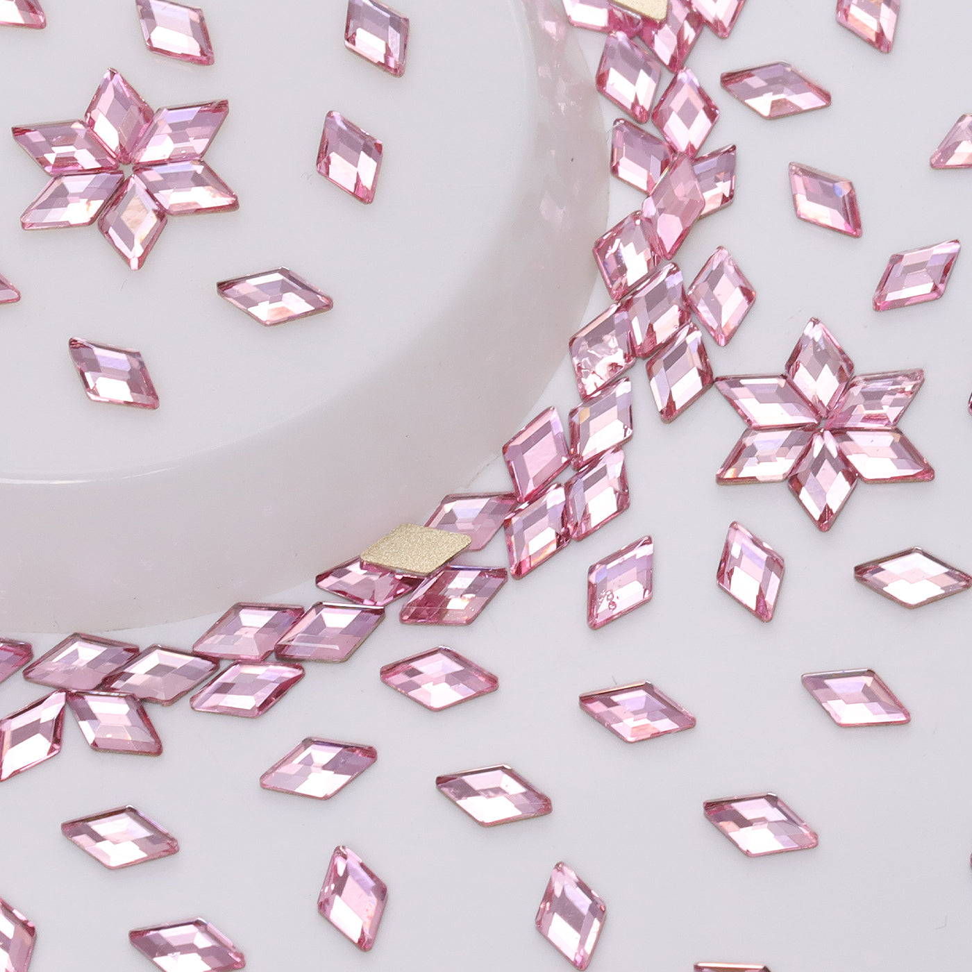 Rhombus Shape Light Pink Flat Back Fancy Rhinestones Secondary image