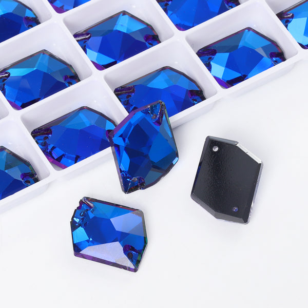 Bermuda Blue Cosmic Shape High Quality Glass Sew-on Rhinestones WholesaleRhinestone