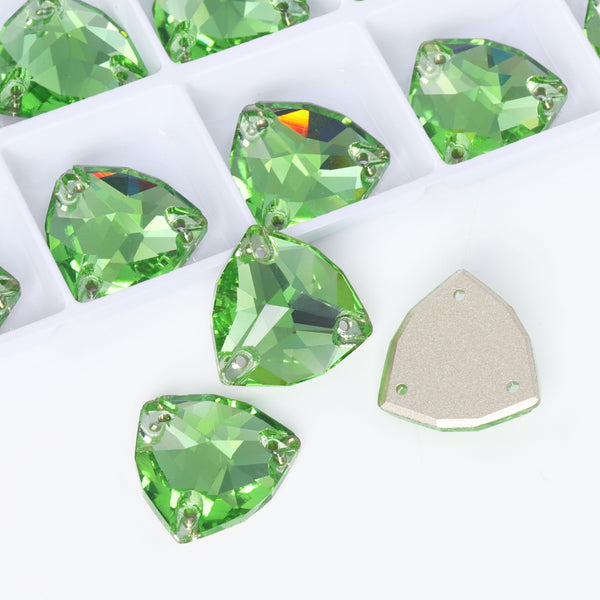 Peridot Trilliant Shape High Quality Glass Sew-on Rhinestones WholesaleRhinestone