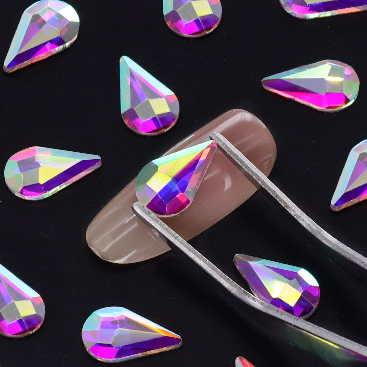 Raindrop Shape Crystal AB Flat Back Fancy Rhinestones