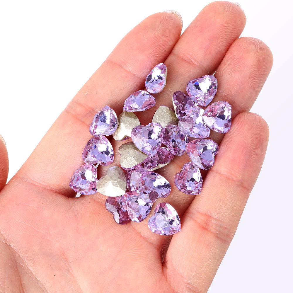 Violet Heart Shape High Quality Glass Pointed Back Fancy Rhinestones Secondary image