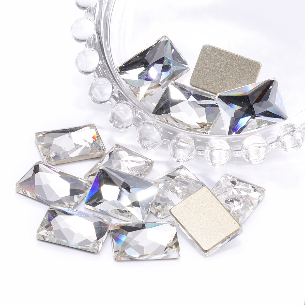 Crystal Rectangle Shape High Quality Glass Beveled Flat Back Rhinestones WholesaleRhinestone