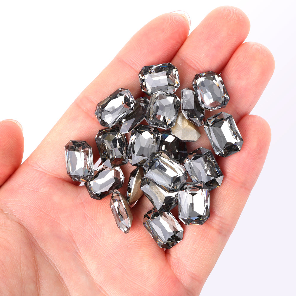 Black Diamond Thin Octagon Shape High Quality Glass Pointed Back Fancy Rhinestones WholesaleRhinestone