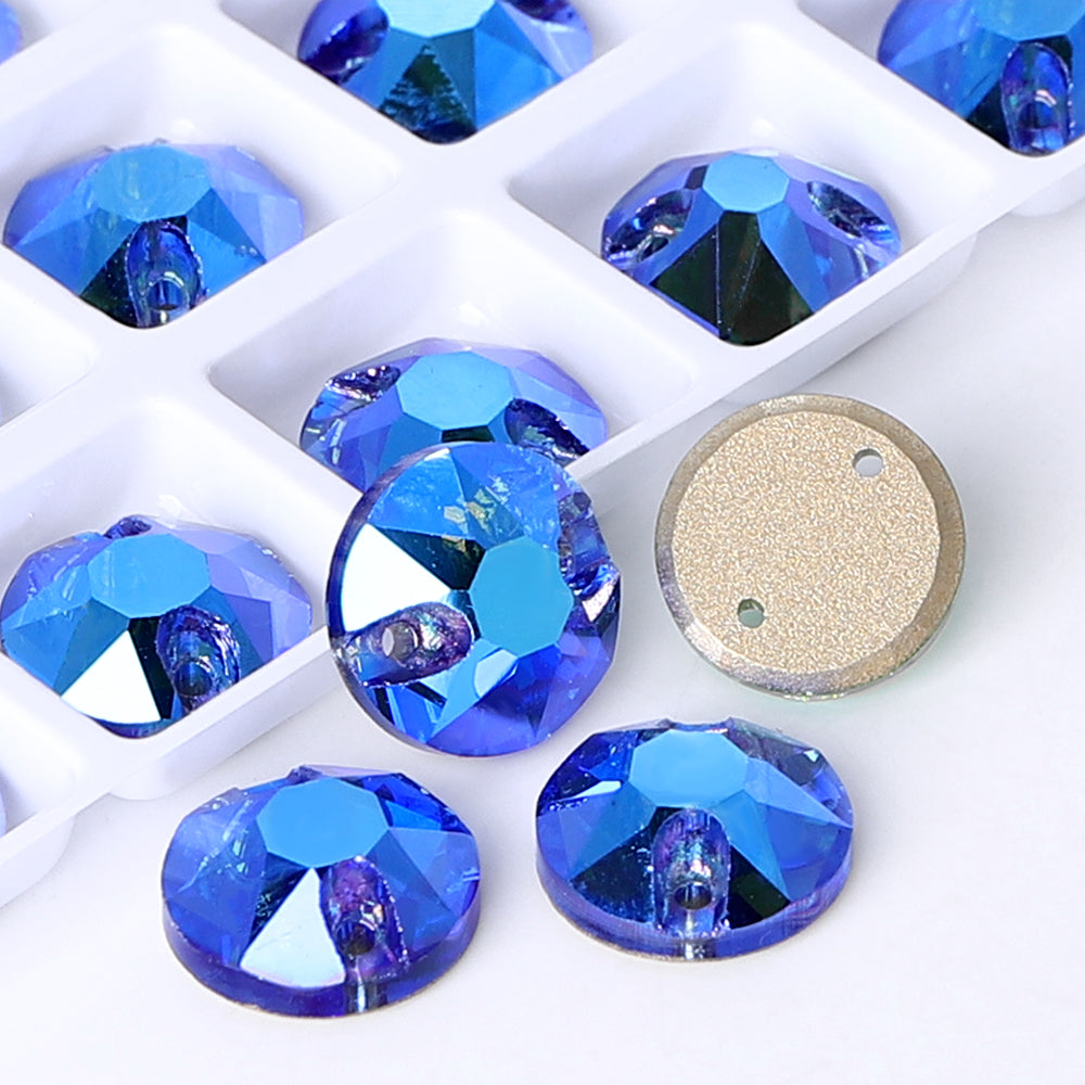 Light Sapphire Shimmer XIRIUS Round Shape High Quality Glass Sew-on Rhinestones Secondary image
