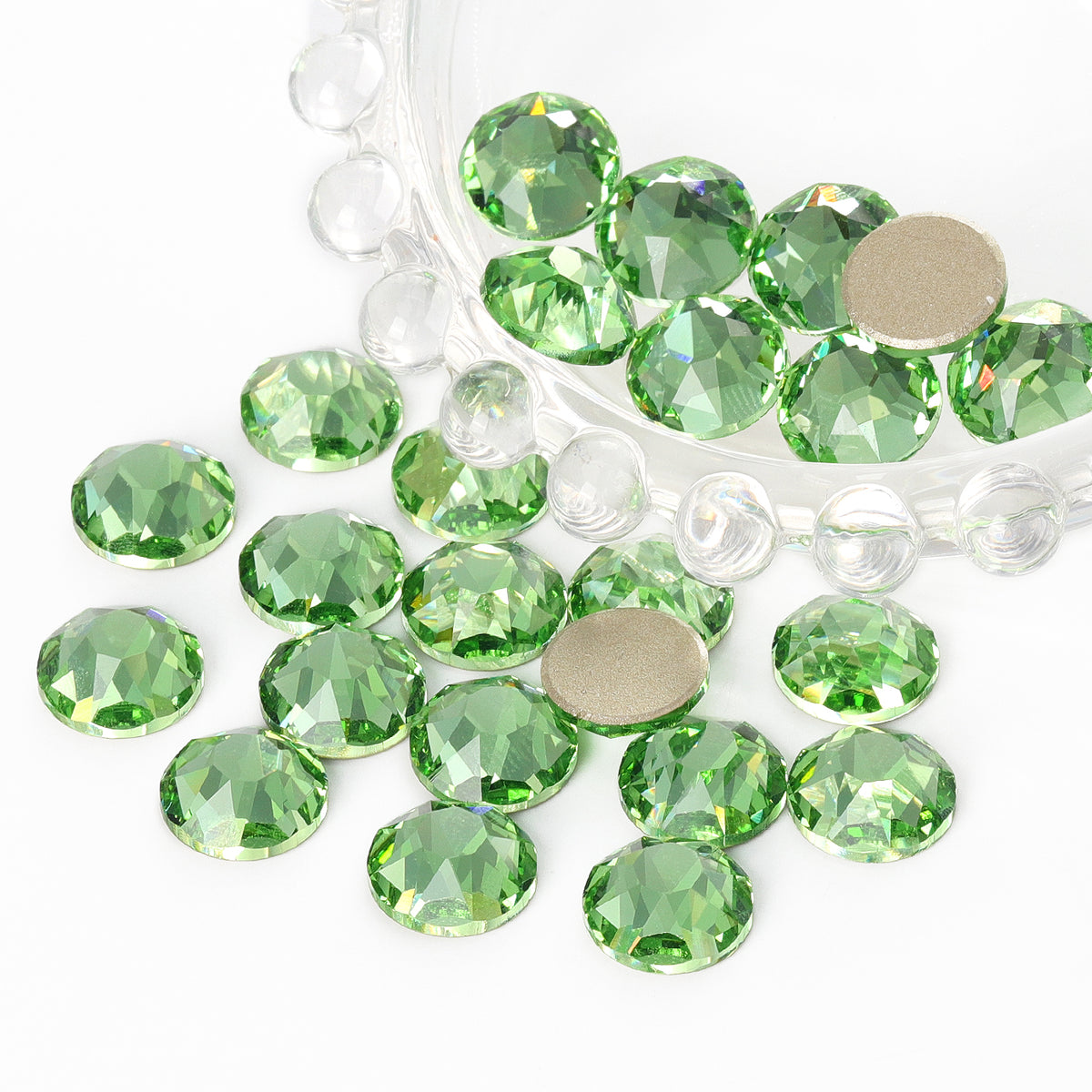 Peridot XIRIUS Round Shape High Quality Glass Beveled Flat Back Rhinestones WholesaleRhinestone