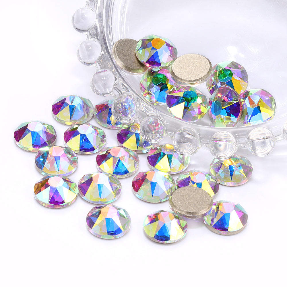 Crystal AB XIRIUS Round Shape High Quality Glass Beveled Flat Back Rhinestones WholesaleRhinestone