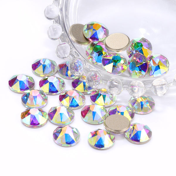 Crystal AB XIRIUS Round Shape High Quality Glass Beveled Flat Back Rhinestones WholesaleRhinestone