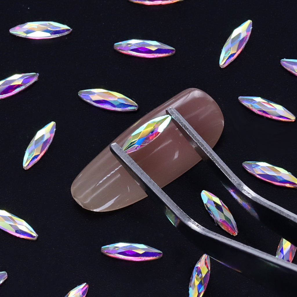 Navette Form Crystal AB Flat Rücken ausgefallene Strasssteine