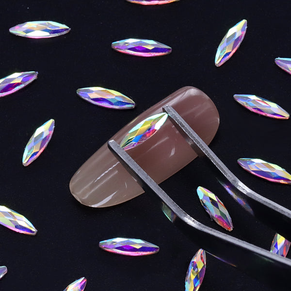 Navette Form Crystal AB Flat Rücken ausgefallene Strasssteine