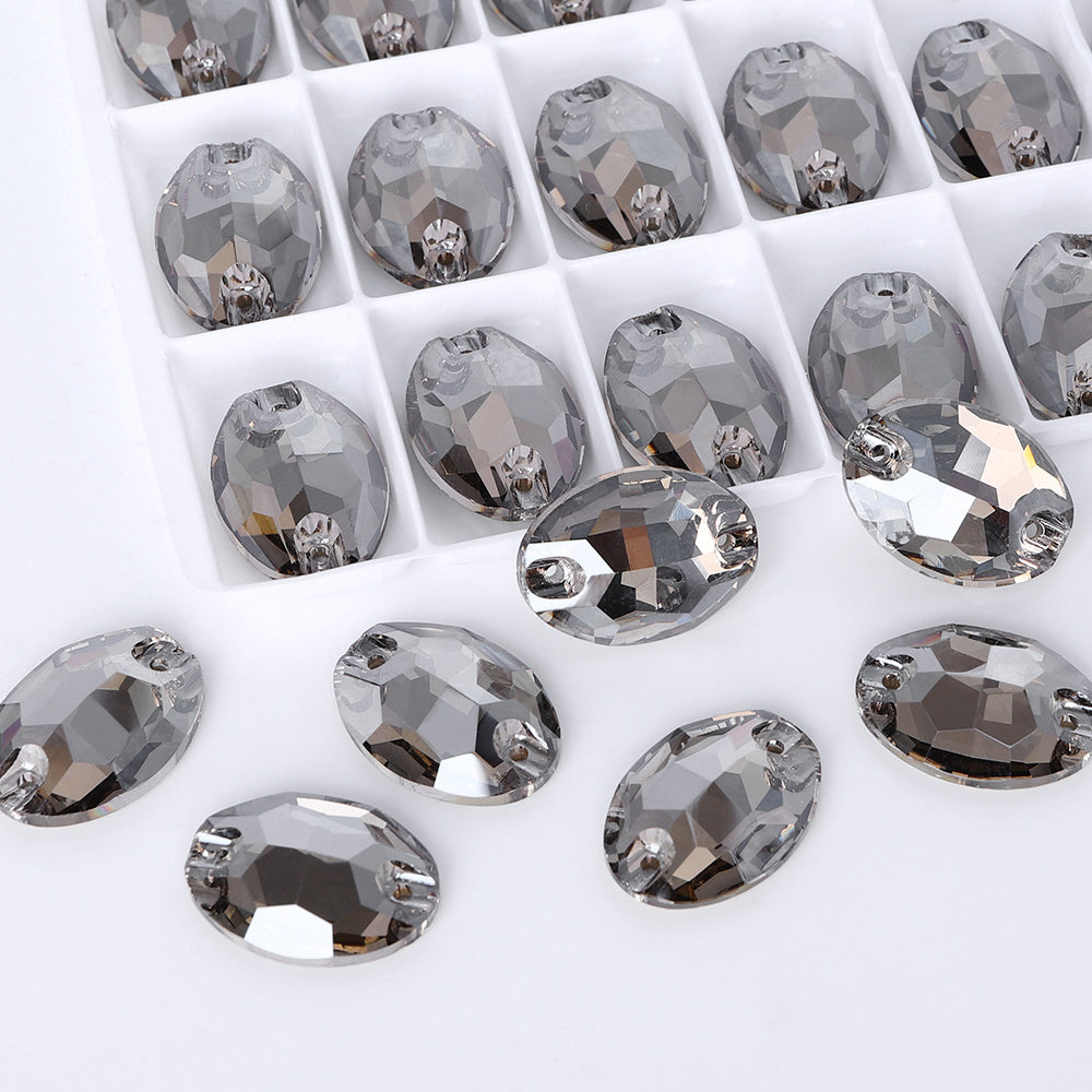 Satin Oval Shape High Quality Glass Sew-on Rhinestones WholesaleRhinestone