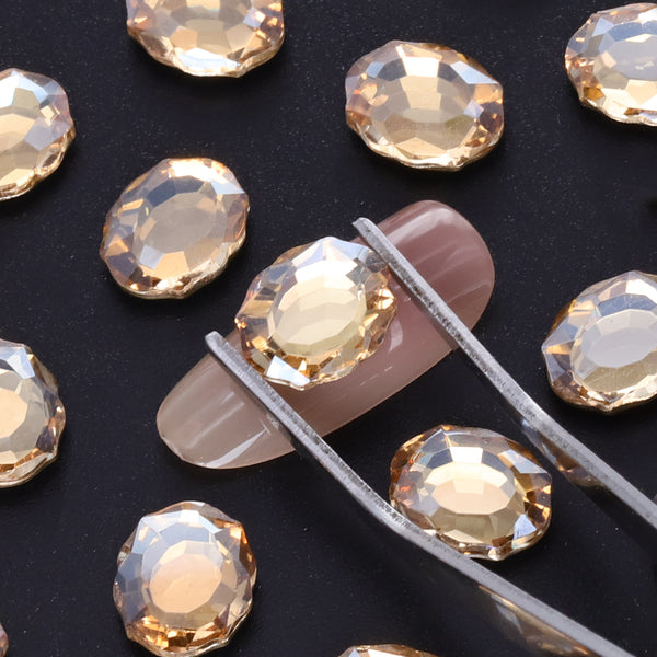 Champagne Magic Mirror Shape Pointed Back Fancy Rhinestones For Nail Art