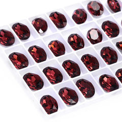 Burgundy Oval Shape High Quality Glass Pointed Back Fancy Rhinestones