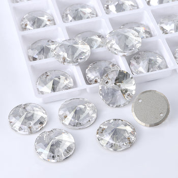 Silver Shade Rivoli  Shape High Quality Glass Sew-on Rhinestones WholesaleRhinestone